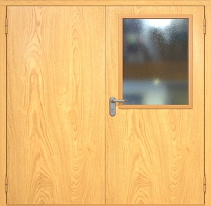 Двупольная противопожарная дверь ei60 МДФ с широким стеклопакетом
