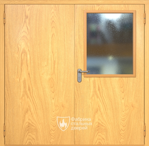 Двупольная противопожарная дверь ei60 МДФ с широким стеклопакетом