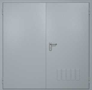 Двупольная техническая стальная дверь RAL 7040 (вентиляция)