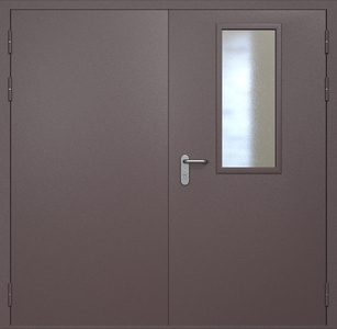 Двупольная противопожарная дверь eis60 RAL 8017 с узким стеклопакетом