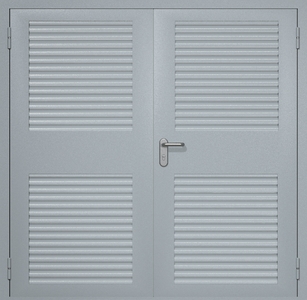 Двупольная техническая дверь RAL 7040 с большими жалюзийными решетками (4 шт)