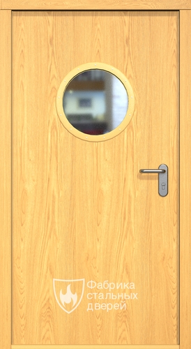 Однопольная противопожарная дверь ei60 МДФ с круглым стеклопакетом