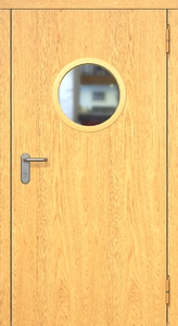 Однопольная противопожарная дверь ei60 МДФ с круглым стеклопакетом