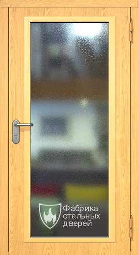 Однопольная противопожарная дверь eiw60 МДФ с максимальным остеклением