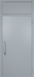 Однопольная техническая дверь RAL 7040 (ручка-скоба, фрамуга)