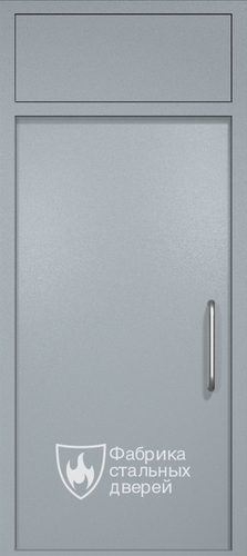 Однопольная техническая дверь RAL 7040 (ручка-скоба, фрамуга)