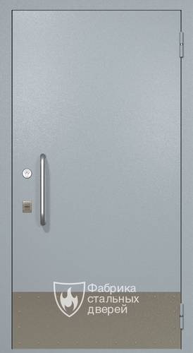 Однопольная техническая дверь RAL 7040 (ручка-скоба, отбойник)