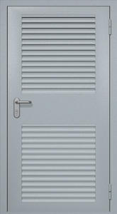 Однопольная техническая дверь RAL 7040 с большими жалюзийными решетками