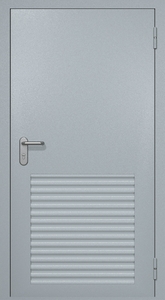 Однопольная техническая дверь RAL 7040 с большой жалюзийной решеткой