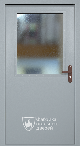 Однопольная техническая дверь RAL 7040 с широким стеклопакетом