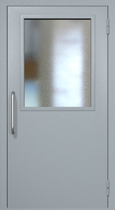 Однопольная техническая дверь RAL 7040 с широким стеклопакетом (ручка-скоба)