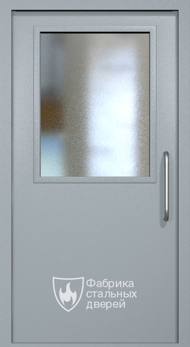 Однопольная техническая дверь RAL 7040 с широким стеклопакетом (ручка-скоба)