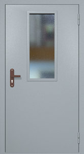 Однопольная техническая дверь RAL 7040 с узким стеклопакетом