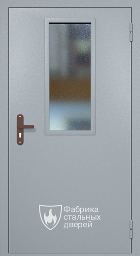 Однопольная техническая дверь RAL 7040 с узким стеклопакетом