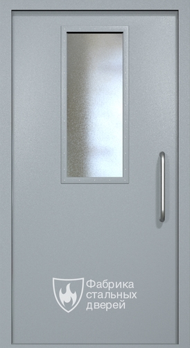 Однопольная техническая дверь RAL 7040 с узким стеклопакетом (ручка-скоба)