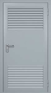Однопольная техническая дверь RAL 7040 с жалюзийными решетками