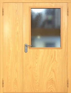 Полуторная противопожарная дверь ei60 МДФ с широким стеклопакетом