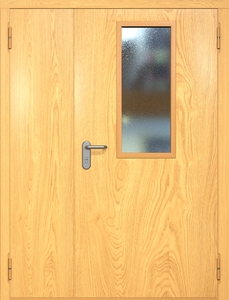 Полуторная противопожарная дверь ei60 МДФ с узким стеклопакетом