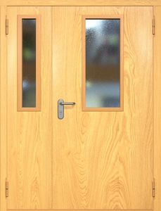 Полуторная противопожарная дверь ei60 МДФ с узкими стеклопакетами