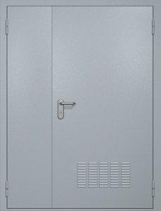 Полуторная техническая стальная дверь RAL 7040 (вентиляция)