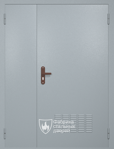 Полуторная техническая дверь RAL 7040 (вентиляция)