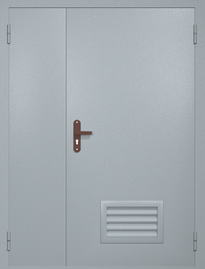 Полуторная техническая дверь RAL 7040 (вентиляция-жалюзи)