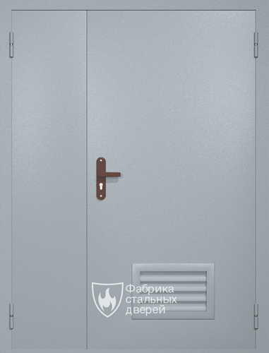 Полуторная техническая дверь RAL 7040 (вентиляция-жалюзи)