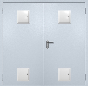 Двупольная противопожарная дверь ei60 RAL 7035 (стыковочный узел 4 шт)