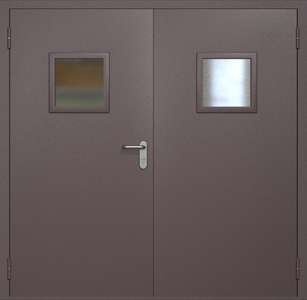 Двупольная противопожарная дверь ei60 RAL 8017 с квадратными стеклопакетами Двупольная противопожарная дверь ei60 RAL 8017 с квадратными стеклопакетами