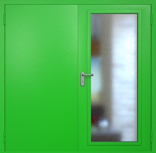 Двупольная противопожарная дверь eiw60 RAL 6038 с максимальным остеклением