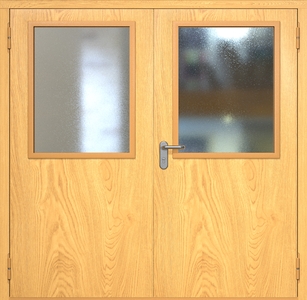 Двупольная противопожарная дверь ei60 МДФ с широкими стеклопакетами Двупольная противопожарная дверь ei60 МДФ с широкими стеклопакетами