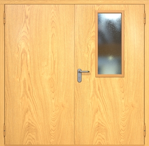 Двупольная противопожарная дверь ei60 МДФ с узким стеклопакетом