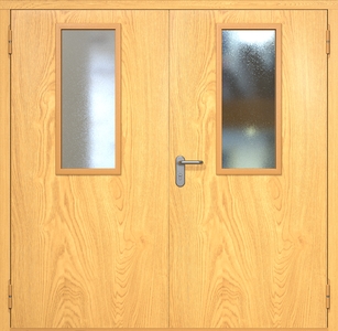 Двупольная противопожарная дверь ei60 МДФ с узкими стеклопакетами