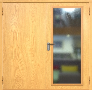 Двупольная противопожарная дверь eiw60 МДФ с максимальным остеклением