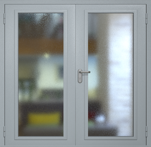 Двупольная противопожарная дверь eiw60 RAL 7040 с максимальным остеклением (обе створки)