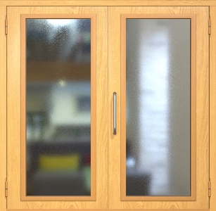 Двупольная техническая дверь МДФ с максимальным остеклением (ручка-скоба, обе створки)