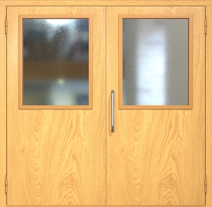 Двупольная техническая дверь МДФ с широкими стеклопакетами (ручка-скоба)