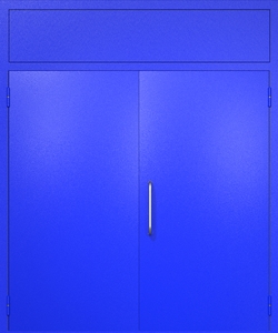 Двупольная техническая дверь RAL 5002 (ручка-скоба, фрамуга)