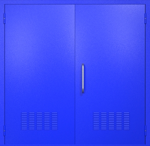 Двупольная техническая дверь RAL 5002 (ручка-скоба, вентиляция 2 шт)