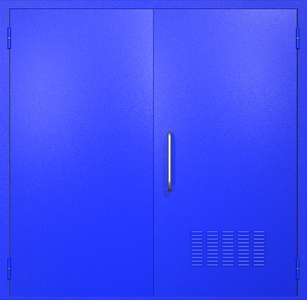 Двупольная техническая дверь RAL 5002 (ручка-скоба, вентиляция)