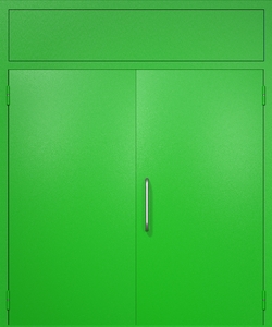 Двупольная техническая дверь RAL 6038 (ручка-скоба, фрамуга)