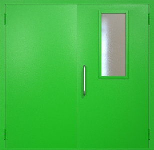 Двупольная техническая дверь RAL 6038 с узким стеклопакетом (ручка-скоба) Двупольная техническая дверь RAL 6038 с узким стеклопакетом (ручка-скоба)