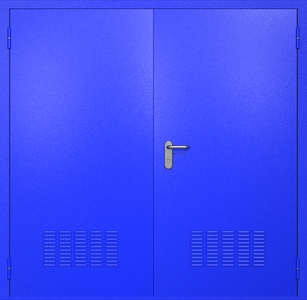 Двупольная техническая стальная дверь RAL 5002 (вентиляция 2 шт)