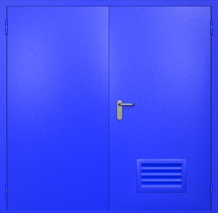 Двупольная техническая стальная дверь RAL 5002 (вентиляция-жалюзи) Двупольная техническая стальная дверь RAL 5002 (вентиляция-жалюзи)