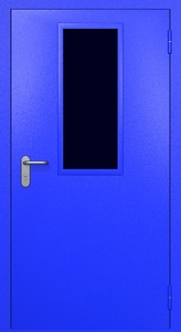 Однопольная противопожарная дверь ei60 RAL 5002 с узким стеклопакетом