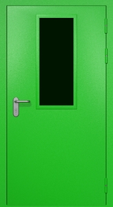 Однопольная противопожарная дверь eis60 RAL 6038 с узким стеклопакетом