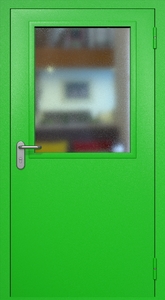 Однопольная противопожарная дверь RAL 6038 ei60 с широким стеклопакетом