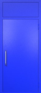 Однопольная техническая дверь RAL 5002 (ручка-скоба, фрамуга)