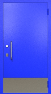 Однопольная техническая дверь RAL 5002 (ручка-скоба, отбойник)