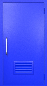 Однопольная техническая дверь RAL 5002 (ручка-скоба, вентиляция-жалюзи)